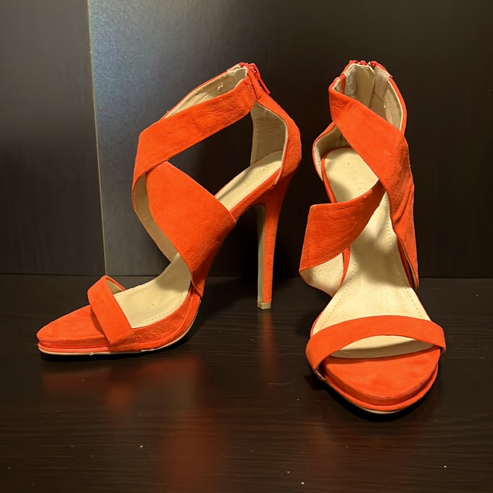 Bright orange 3” heels